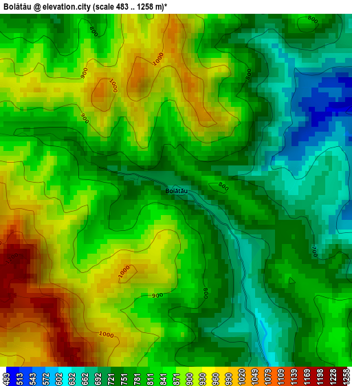 Bolătău elevation map