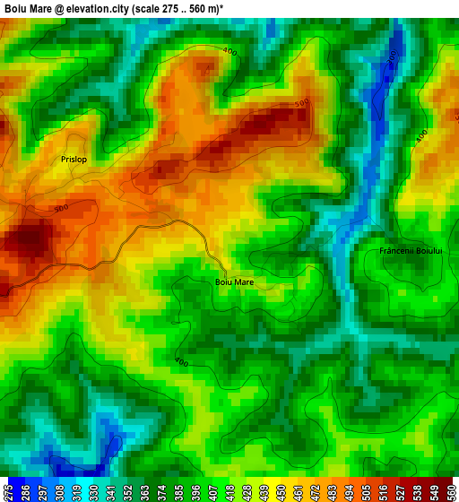 Boiu Mare elevation map