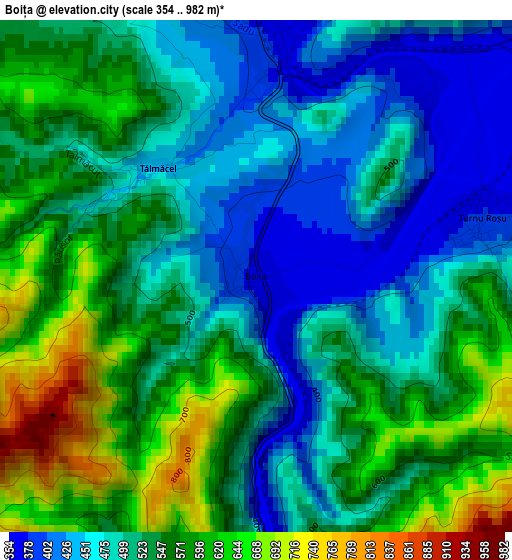 Boița elevation map