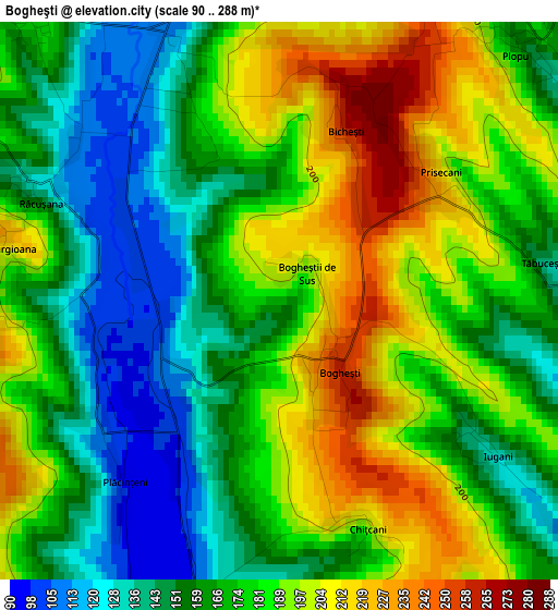 Bogheşti elevation map