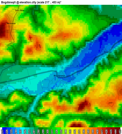 Bogdăneşti elevation map