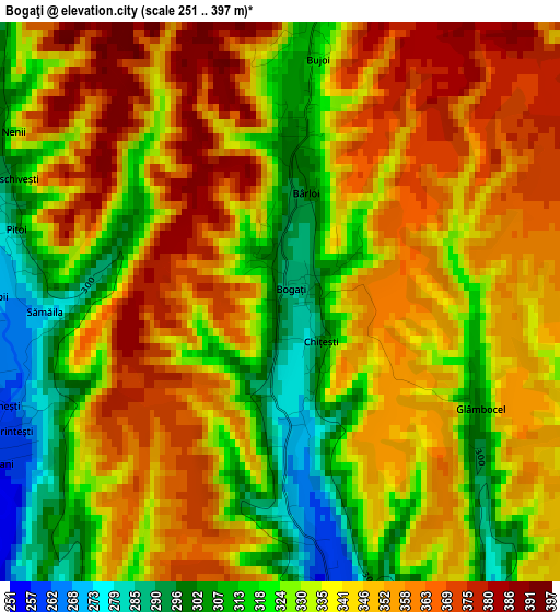 Bogaţi elevation map