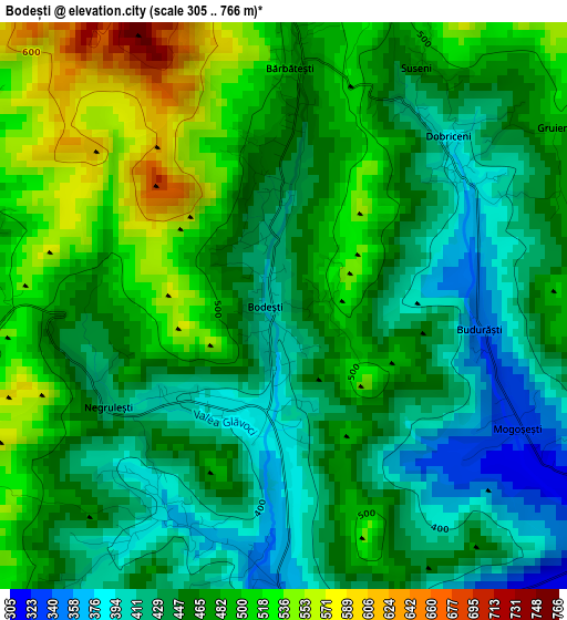 Bodești elevation map