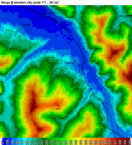 Bocşa elevation map