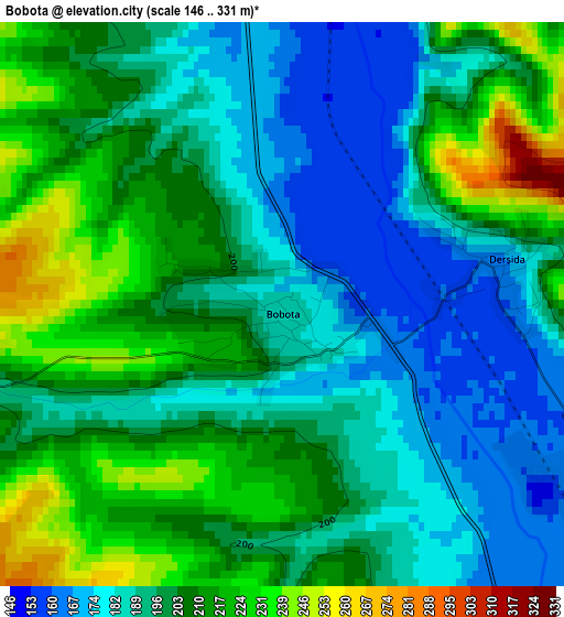 Bobota elevation map