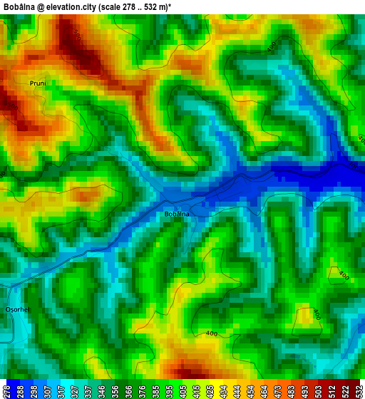 Bobâlna elevation map