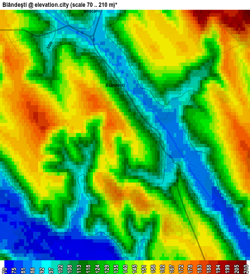 Blândeşti elevation map