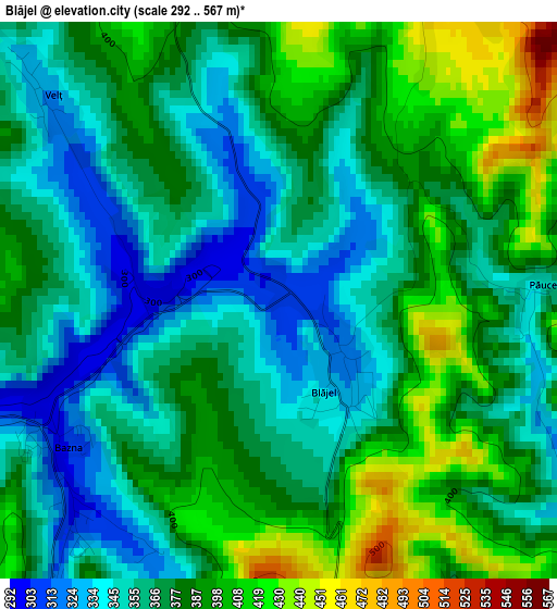 Blăjel elevation map