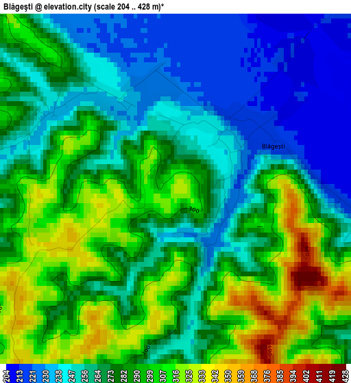 Blăgeşti elevation map