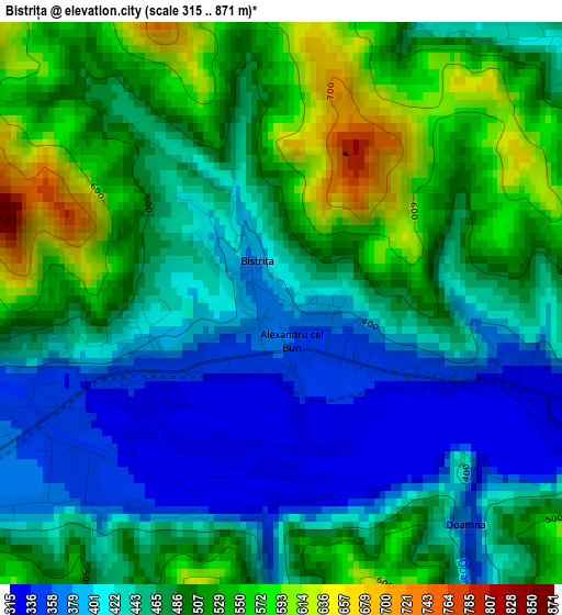 Bistrița elevation map