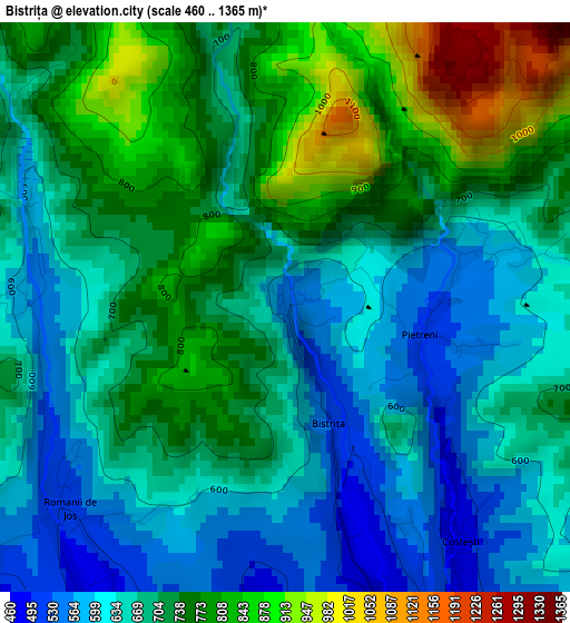 Bistrița elevation map