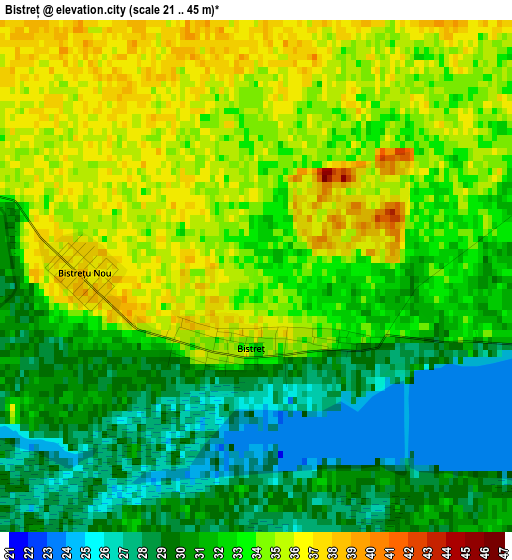 Bistreț elevation map