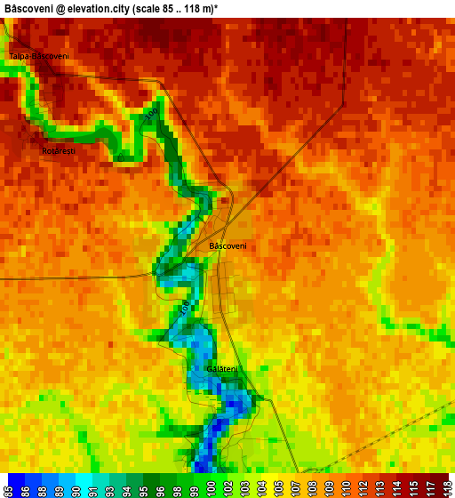 Bâscoveni elevation map