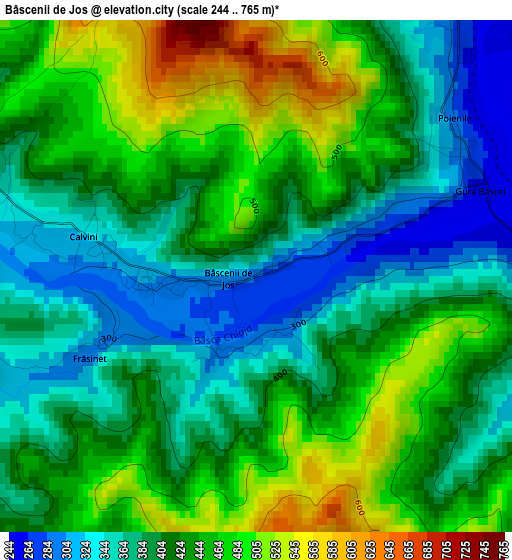 Bâscenii de Jos elevation map