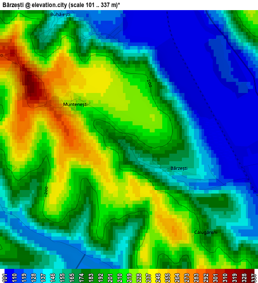 Bârzești elevation map