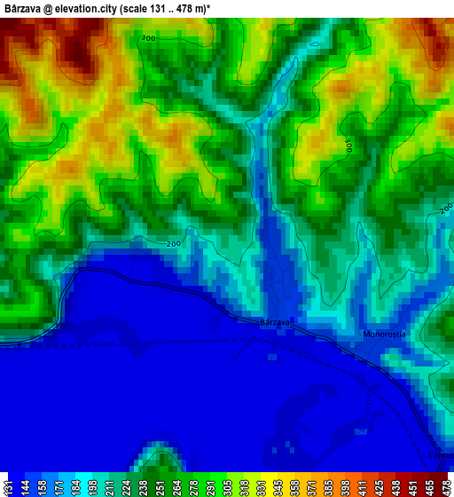 Bârzava elevation map