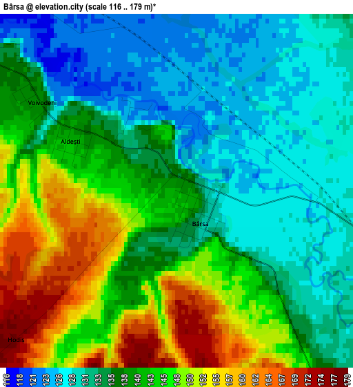 Bârsa elevation map