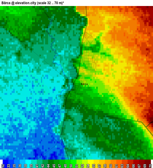 Bârca elevation map