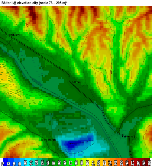 Bâlteni elevation map