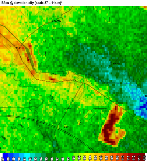 Bâcu elevation map