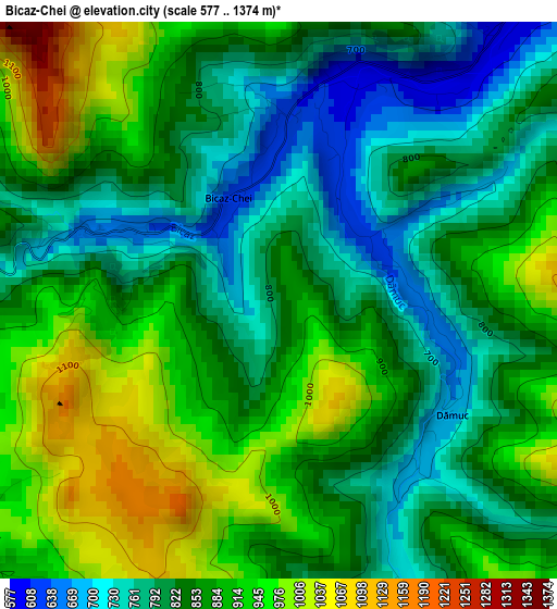 Bicaz-Chei elevation map