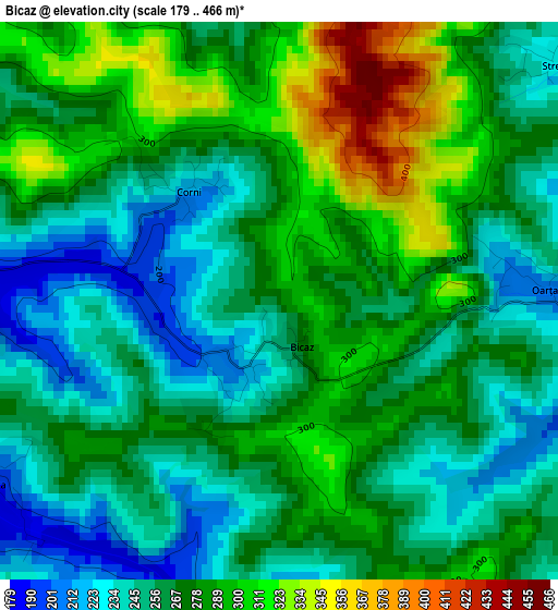 Bicaz elevation map