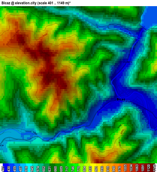 Bicaz elevation map