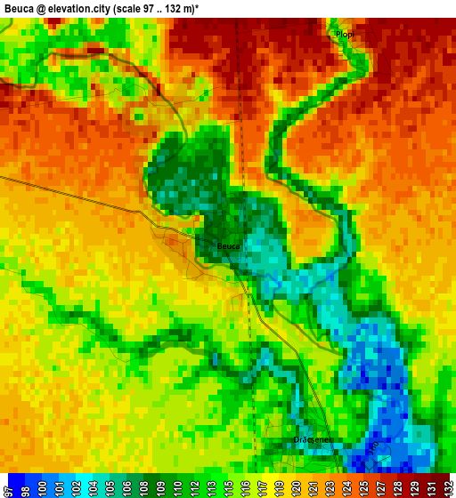 Beuca elevation map