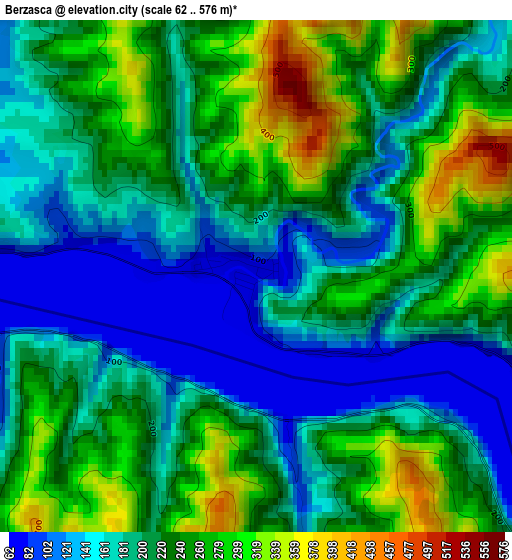 Berzasca elevation map