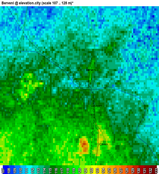 Berveni elevation map