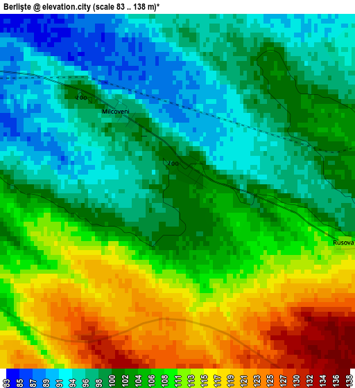 Berlişte elevation map