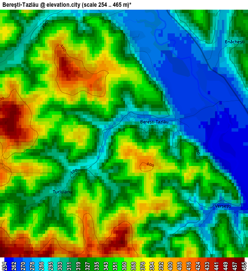 Bereşti-Tazlău elevation map