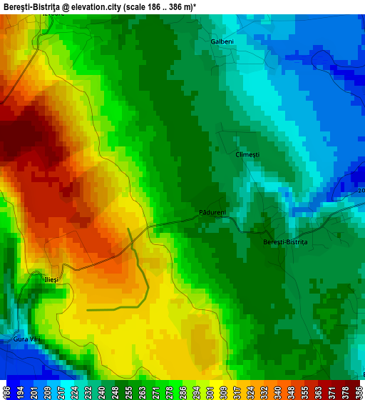 Bereşti-Bistriţa elevation map