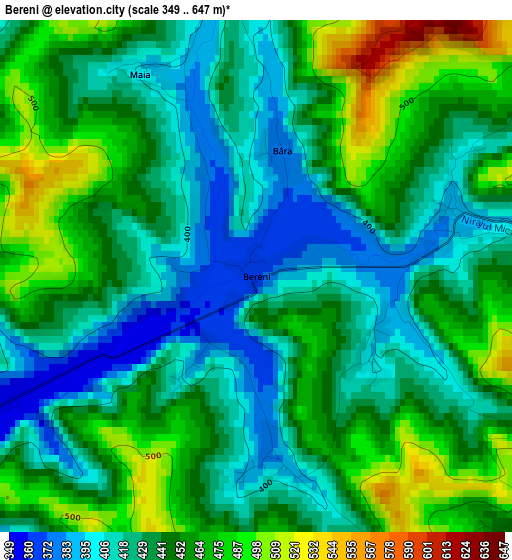 Bereni elevation map