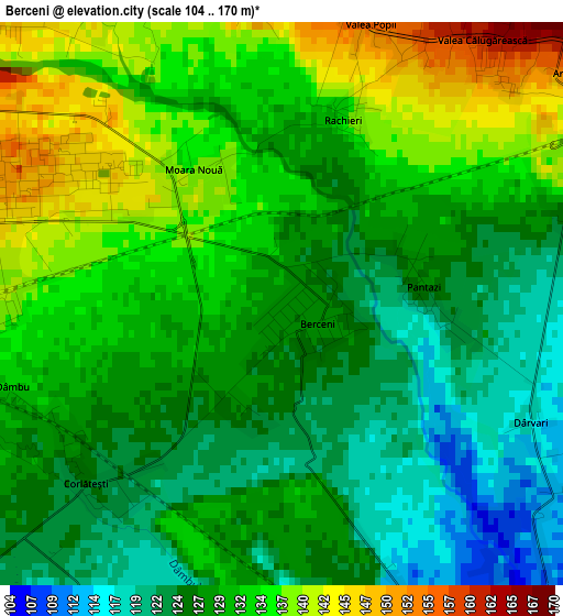 Berceni elevation map