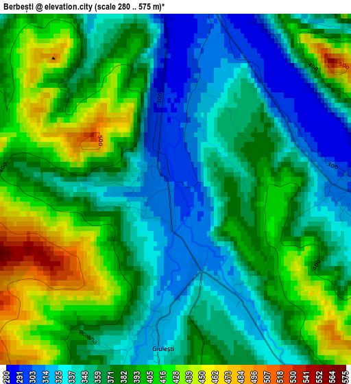 Berbești elevation map