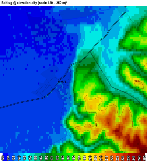 Beltiug elevation map