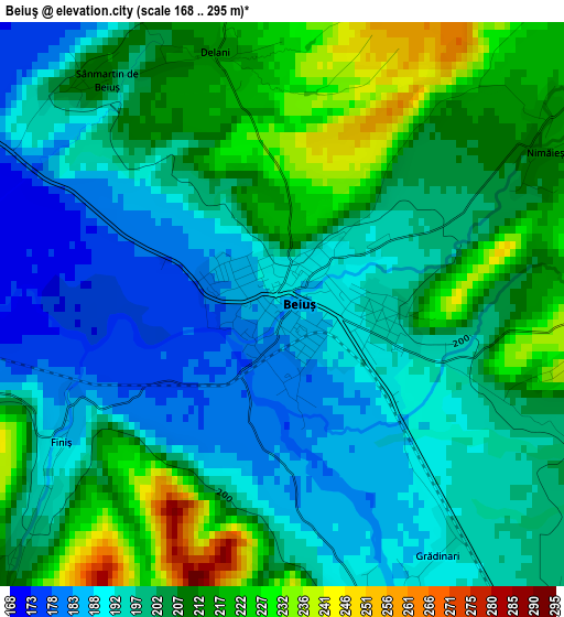 Beiuş elevation map