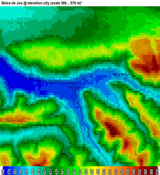 Beica de Jos elevation map