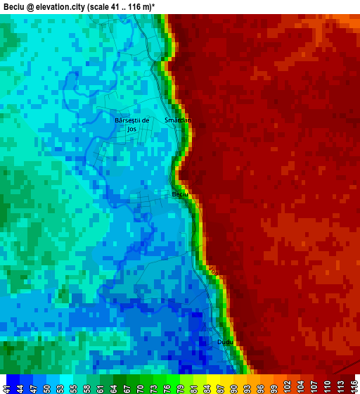 Beciu elevation map