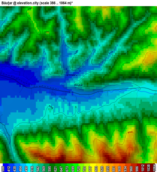 Băuţar elevation map