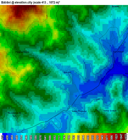 Bătrâni elevation map