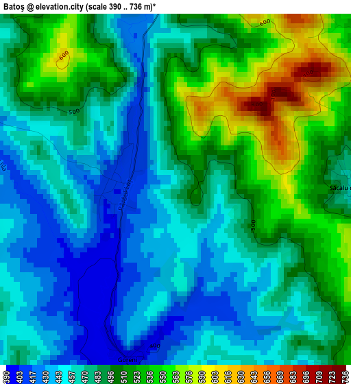 Batoş elevation map