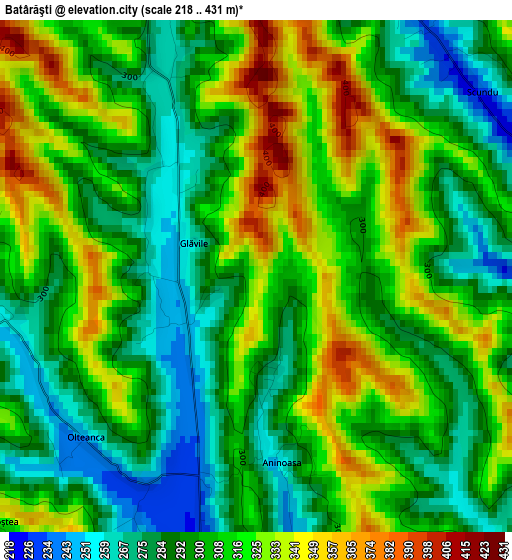 Batârăşti elevation map