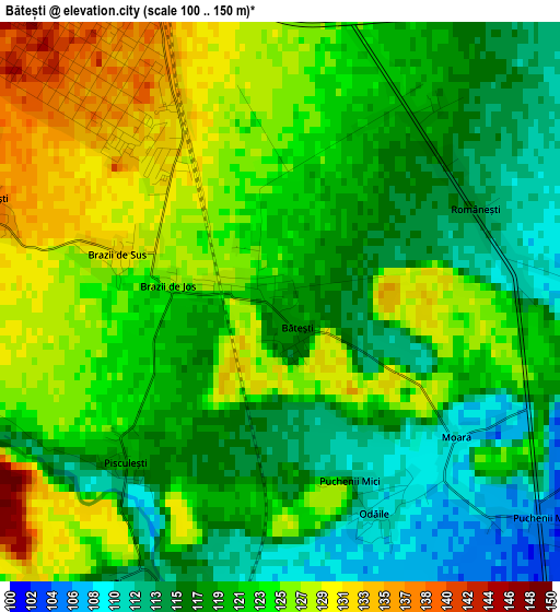 Bătești elevation map