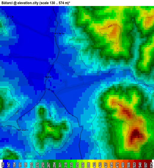 Bătarci elevation map