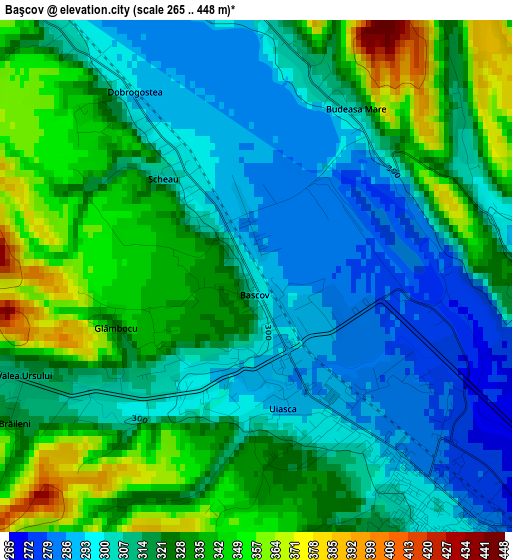 Başcov elevation map