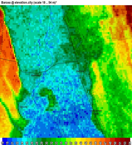 Barcea elevation map