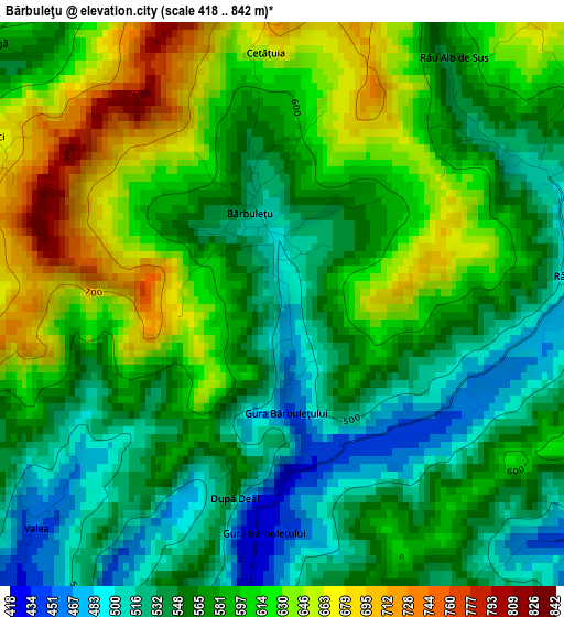 Bărbuleţu elevation map