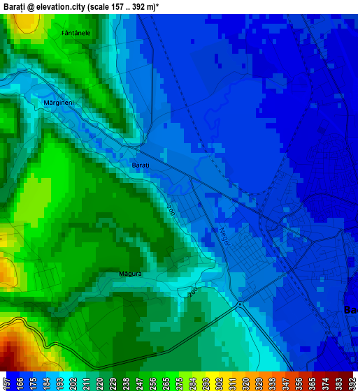 Barați elevation map